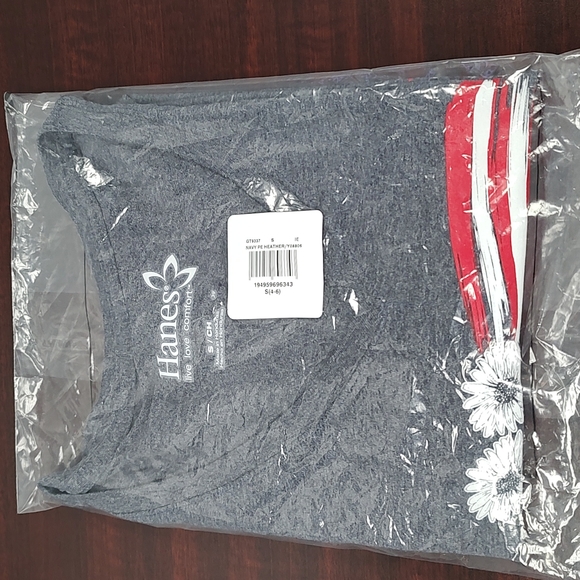 Hanes V Neck T-Shirt with Daisy Flag - Navy Heather (See Description on … - Picture 13 of 16